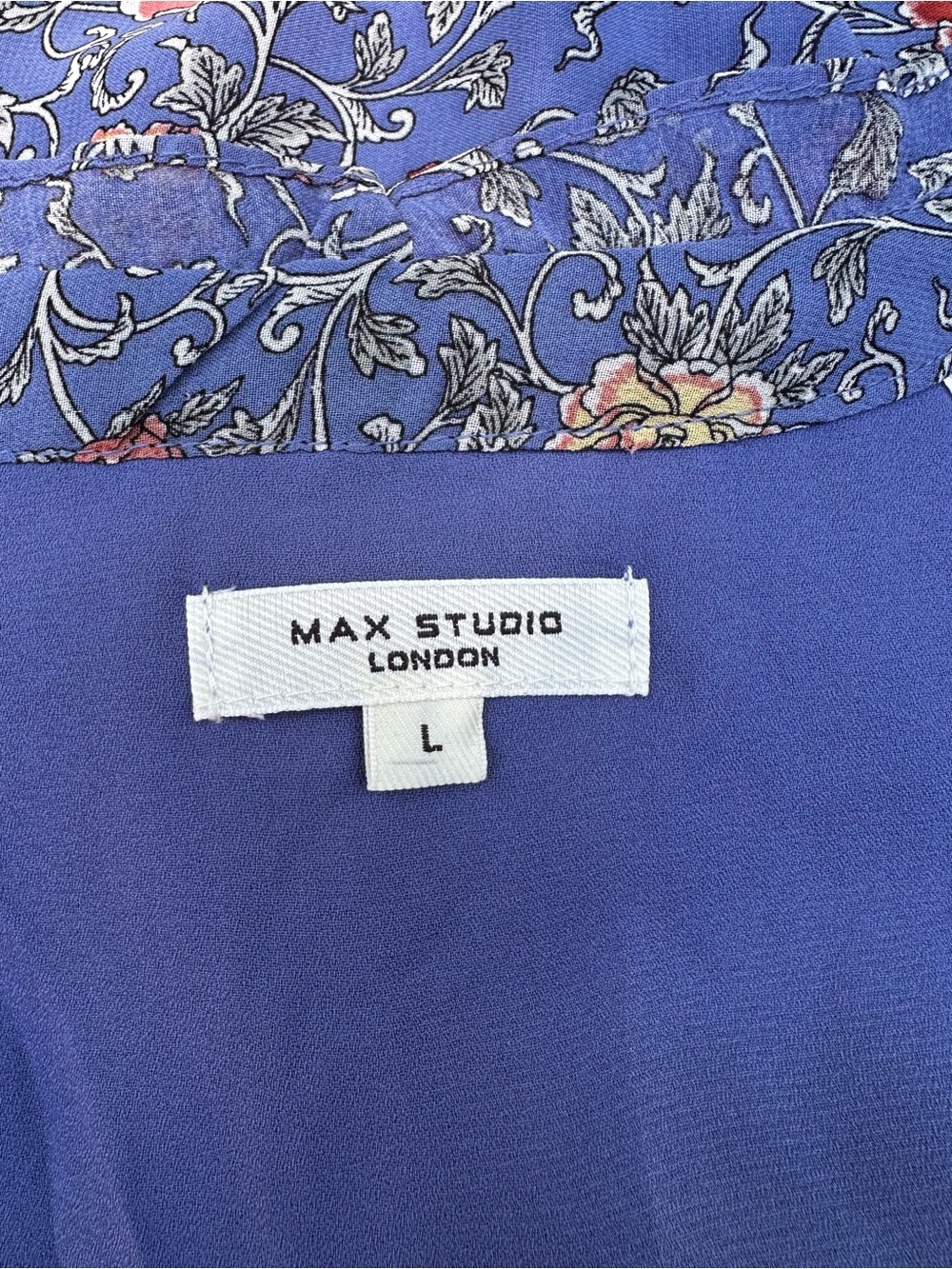 Max Studio Floral V-Neck Maxi Dress in Blue and Orange - Picture 4 of 5